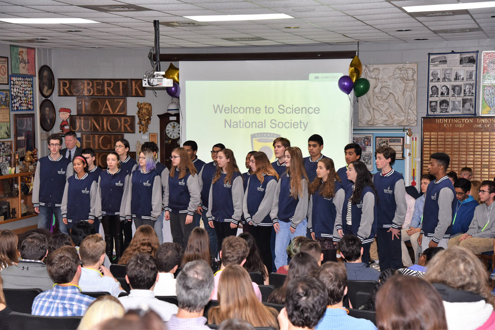 Huntington's Chamber Choir sang the Star Spangled Banner during the ceremony.