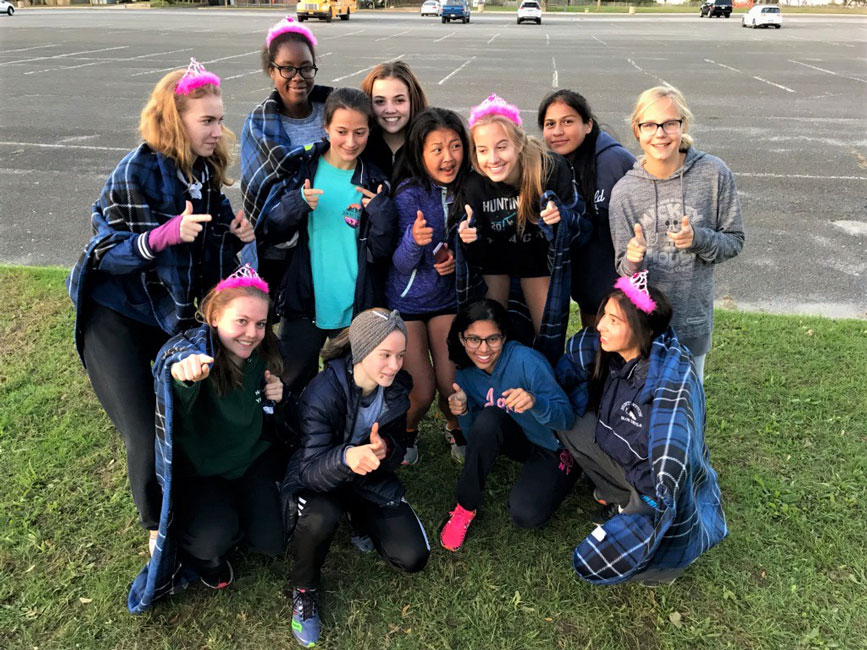 The Huntington girls' cross country team is a fun-loving group.