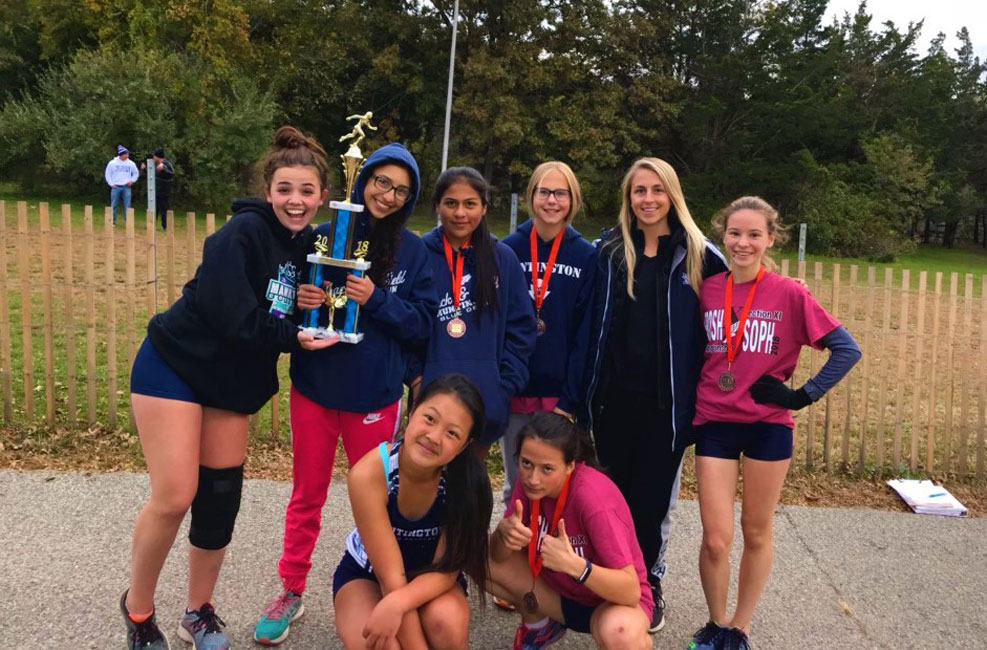 The Huntington girls' cross country team won the sophomore county championship 