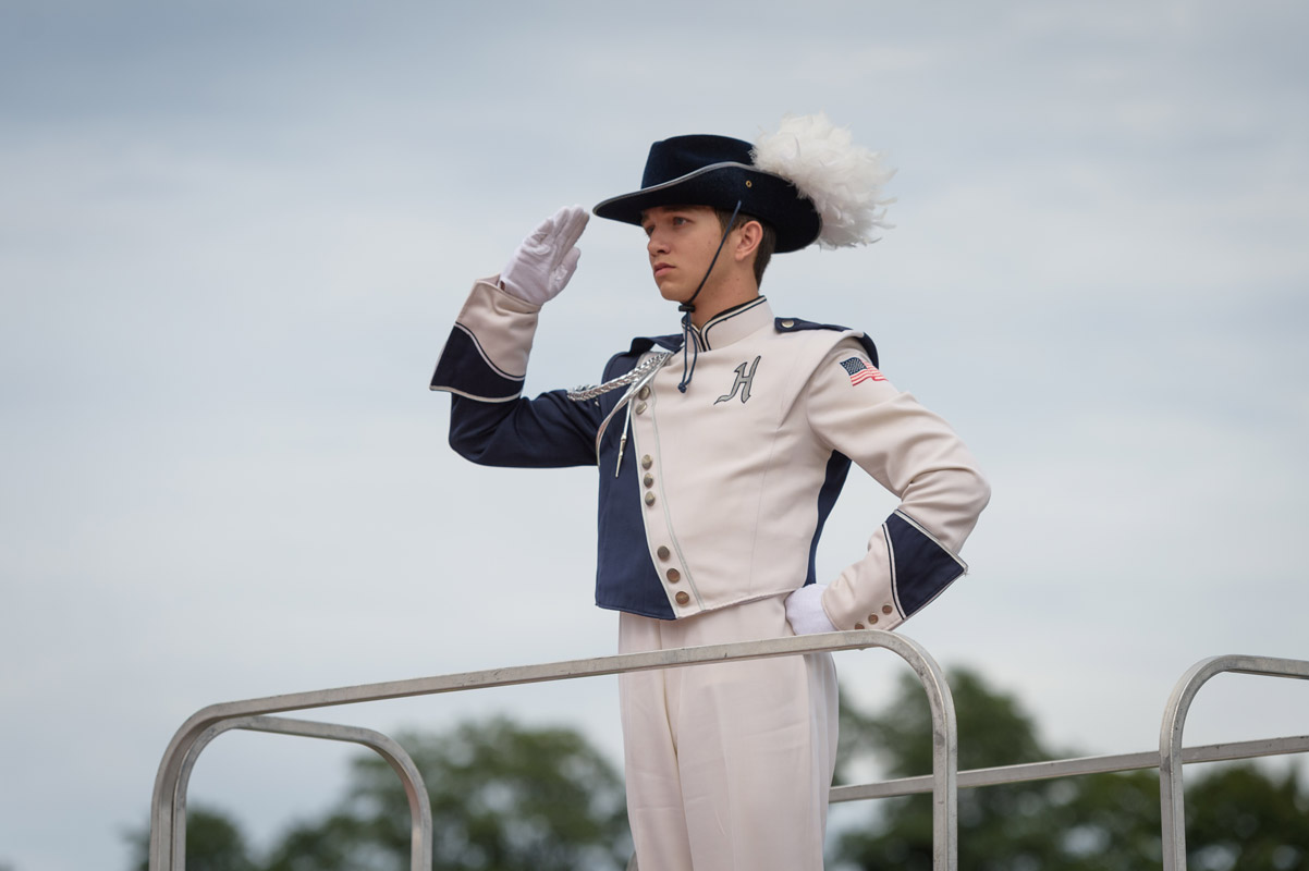 Blue Devil field major Mathew Hearl salutes. (Darin Reed photo.)