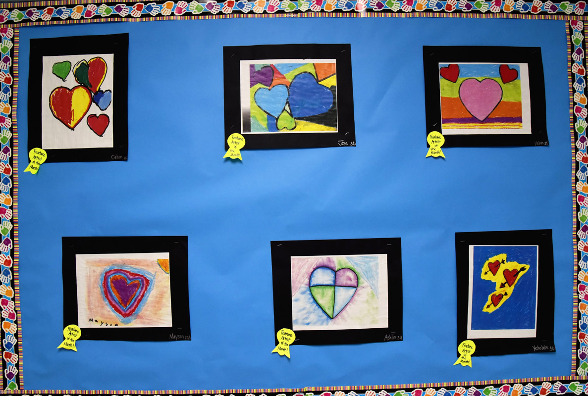 Washington School's top student artwork hangs in the main hallway 