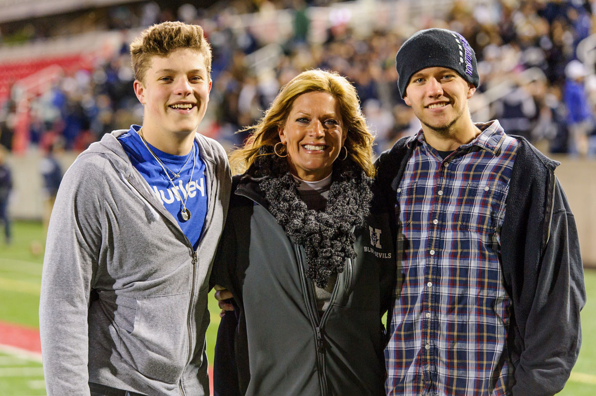 Georgia Deren McCarthy is flanked by her boys, Kenny and John. (Darin Reed photo.)