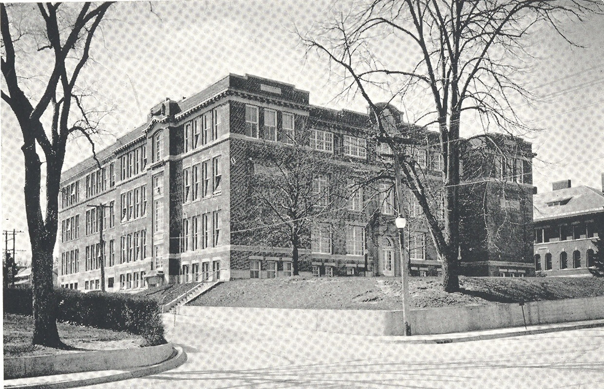 Huntington High School was located on Main Street when the Nathan Hale chapter was formed.