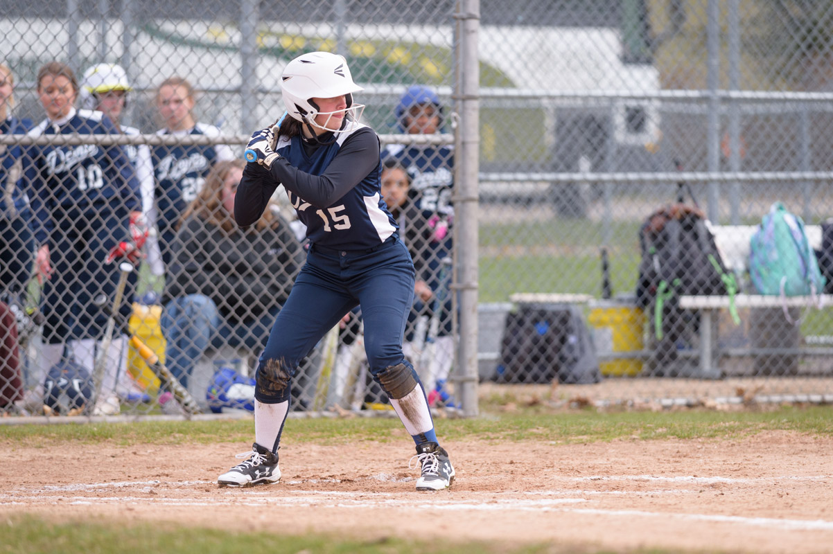 Morgan Minicozzi at the plate for the Blue Devils. (Darin Reed photo