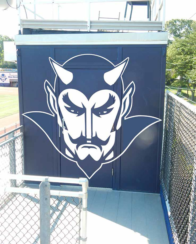 The 20 year old outdated press box atop Blue Devil Stadium is slated to be replaced.