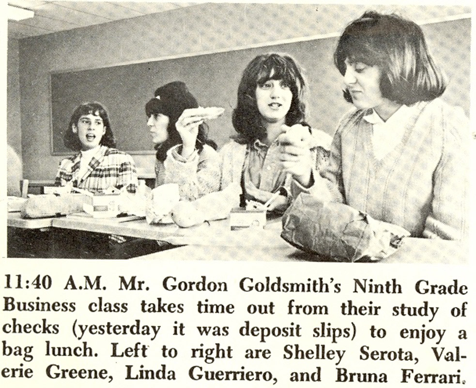 The first Finley students had to eat bag lunches in classrooms.