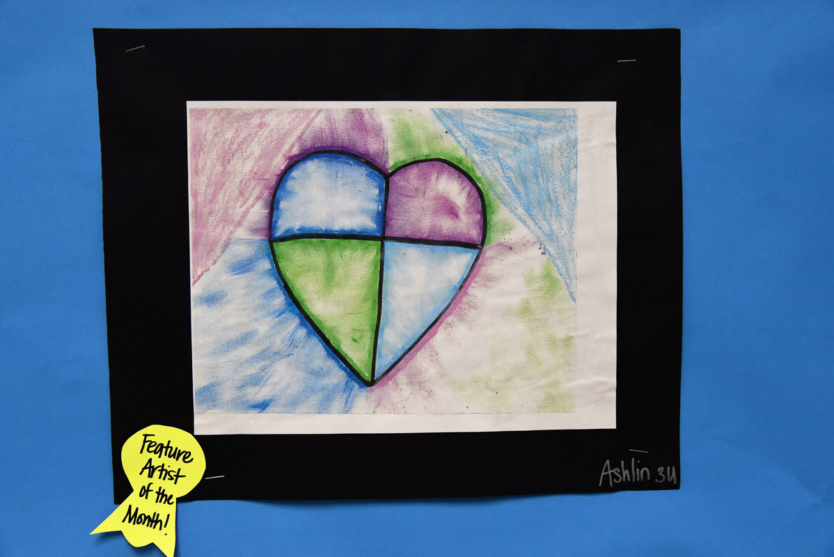 Washington School's top student artwork hangs in the main hallway 