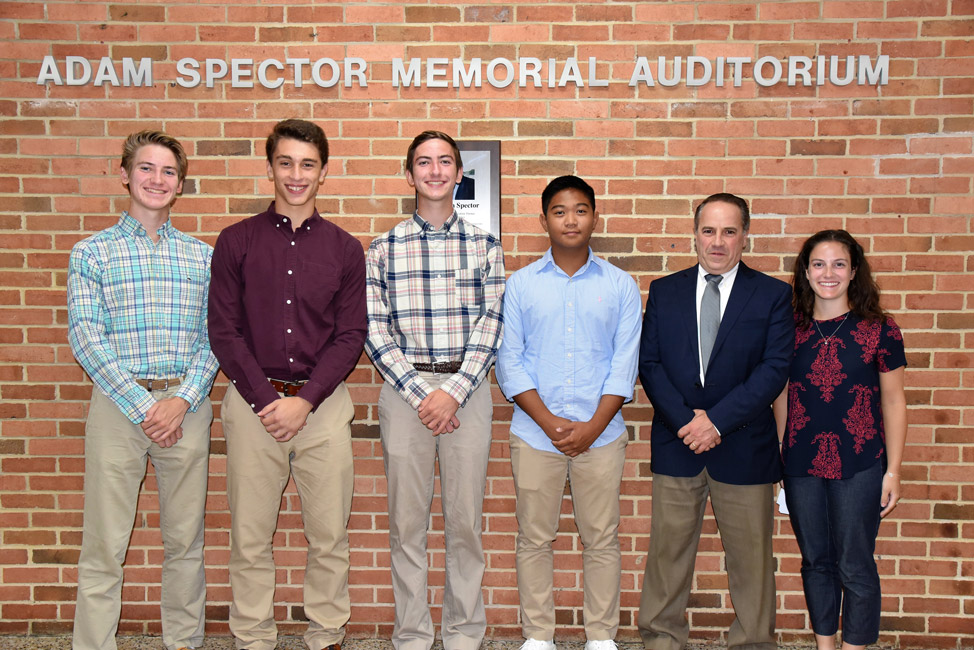 Huntington's state champion National History Day participants with Chair of Humanities Joe Leavy 