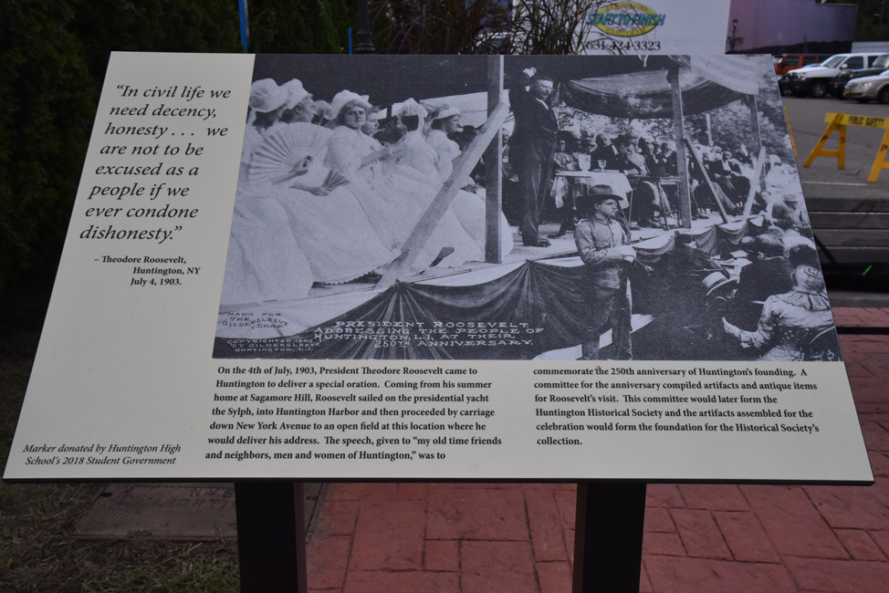 The new marker tells the story of President Theodore Roosevelt's speech in Huntington on July 4, 1903