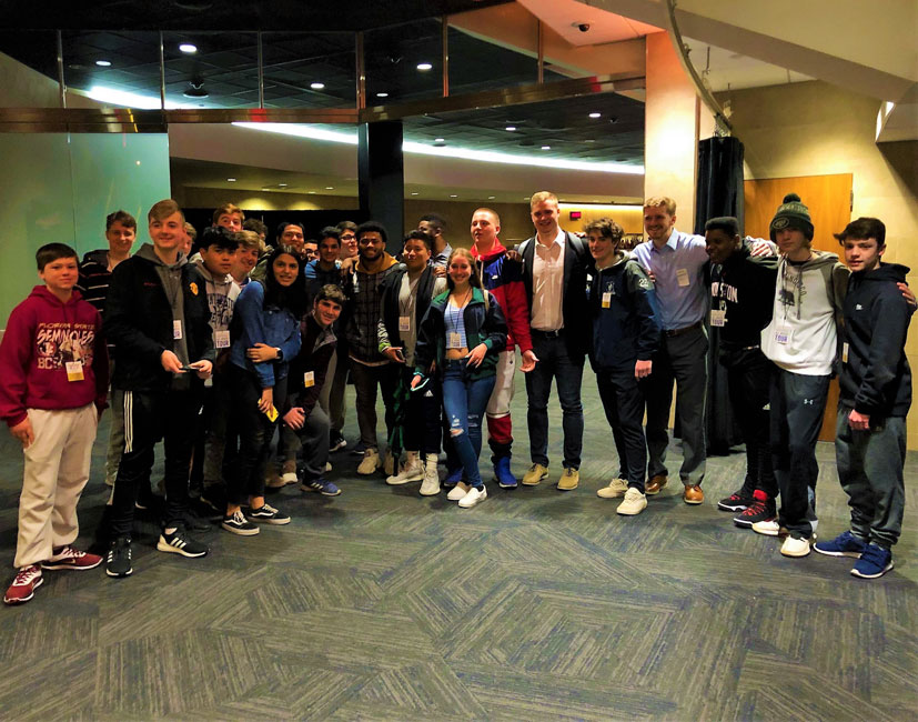 Huntington High School business students with Clemson football team members at Madison Square Garden.