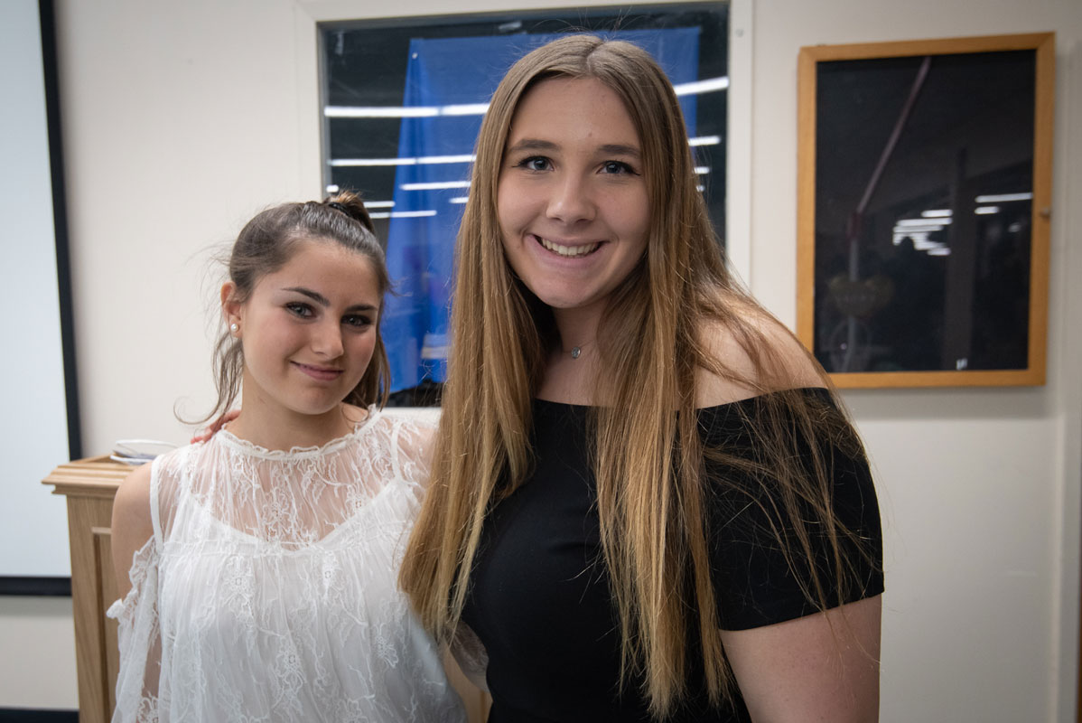 Mia Breitbarth and Madison Lange shared the role of master of ceremonies. (Darin Reed photo.)