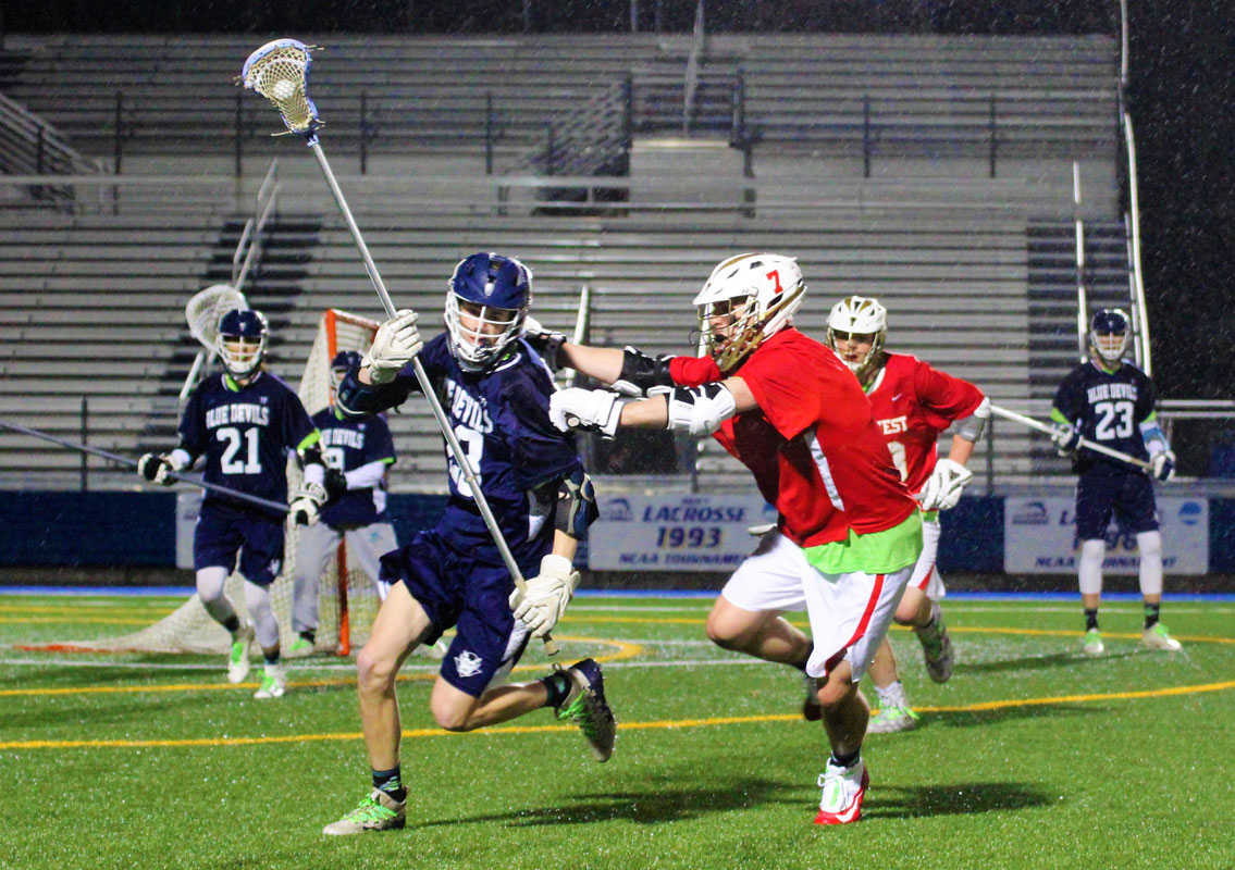 The Blue Devils played suffocating defense in the second half. (Erik Krisch photo.)