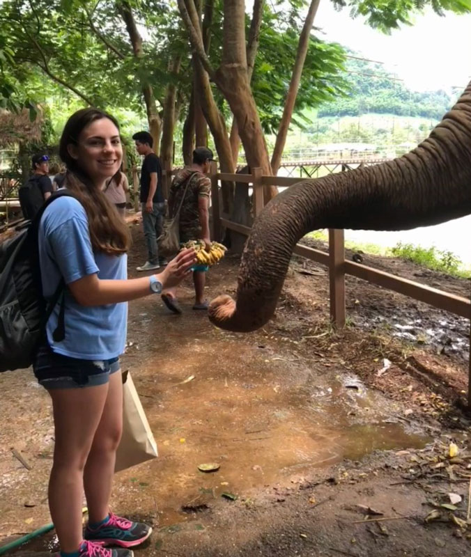Huntington senior Kaitlyn Sage worked with elephants in Thailand last summer.