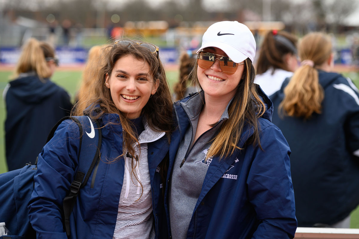 Huntington JV girls' lacrosse coaches Chiara Maimone and Shea Scully. (Darin Reed photo.)