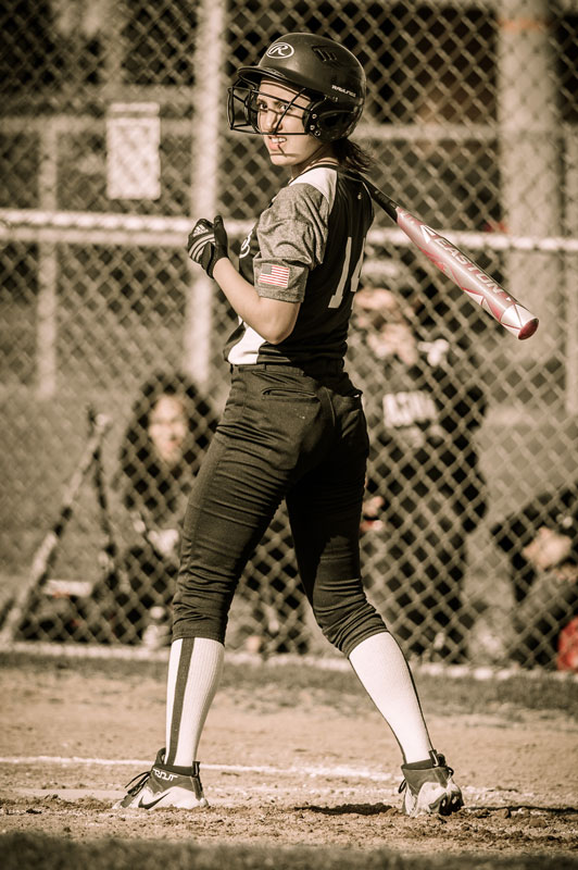 Daniela Ramos at the plate for the Blue Devil softball team. (Darin Reed photo.)
