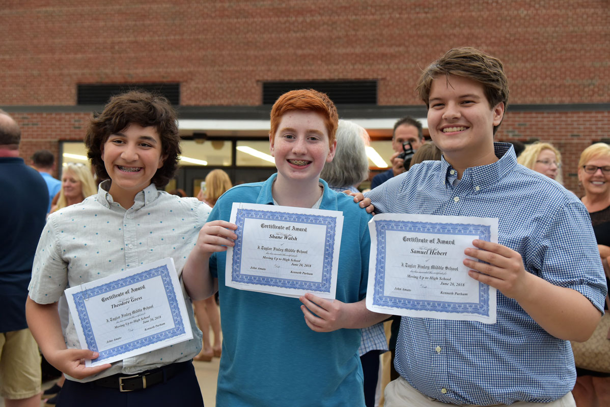 These Finley eighth graders were a proud group following the moving-up ceremony last June.