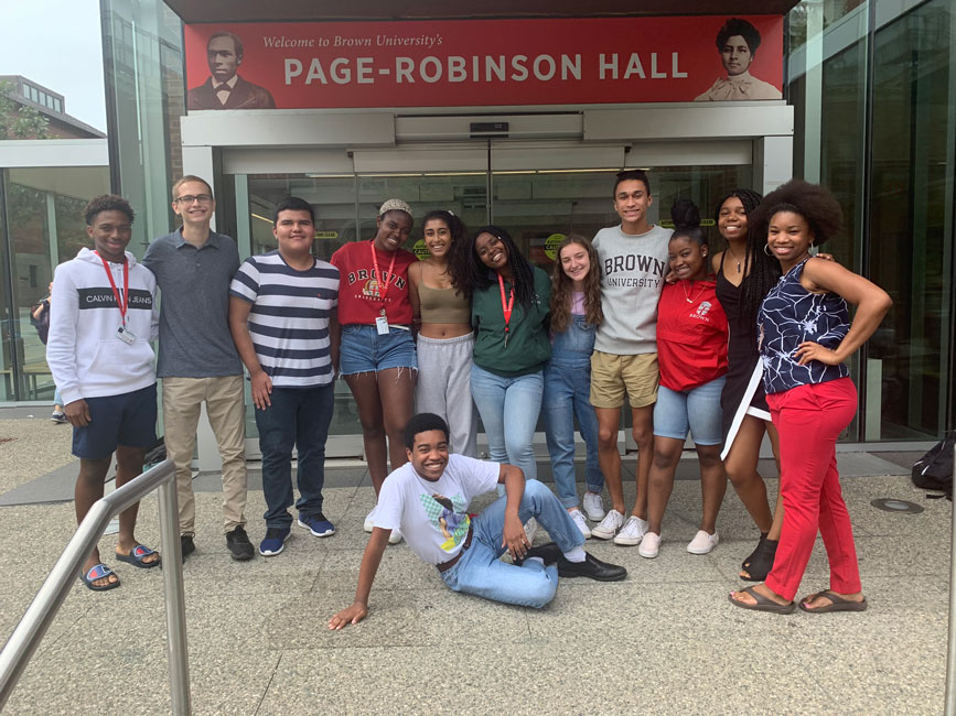 Robert Jean-Gilles (front and center) with classmates at Brown University in Providence, Rhode Island.