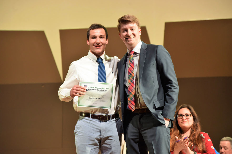 Patrick McCourt Scholarship Award recipient Luke Luckow with Michael McCourt 