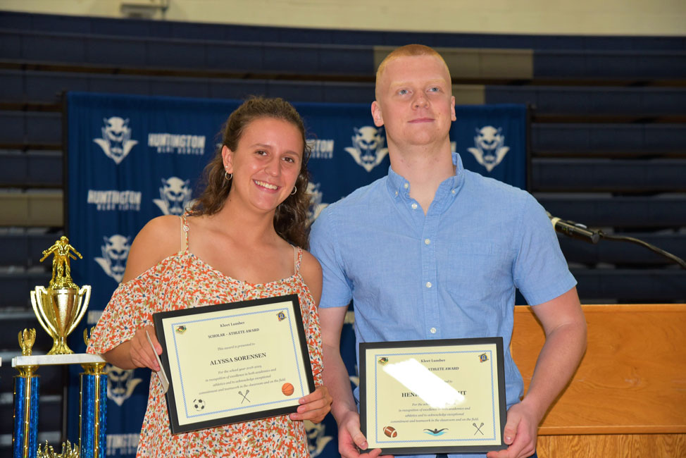 Huntington Class of 2019 members Alyssa Sorensen and Henry Cartwright garnered the Kleet Lumber Scholarship Award.  (1)