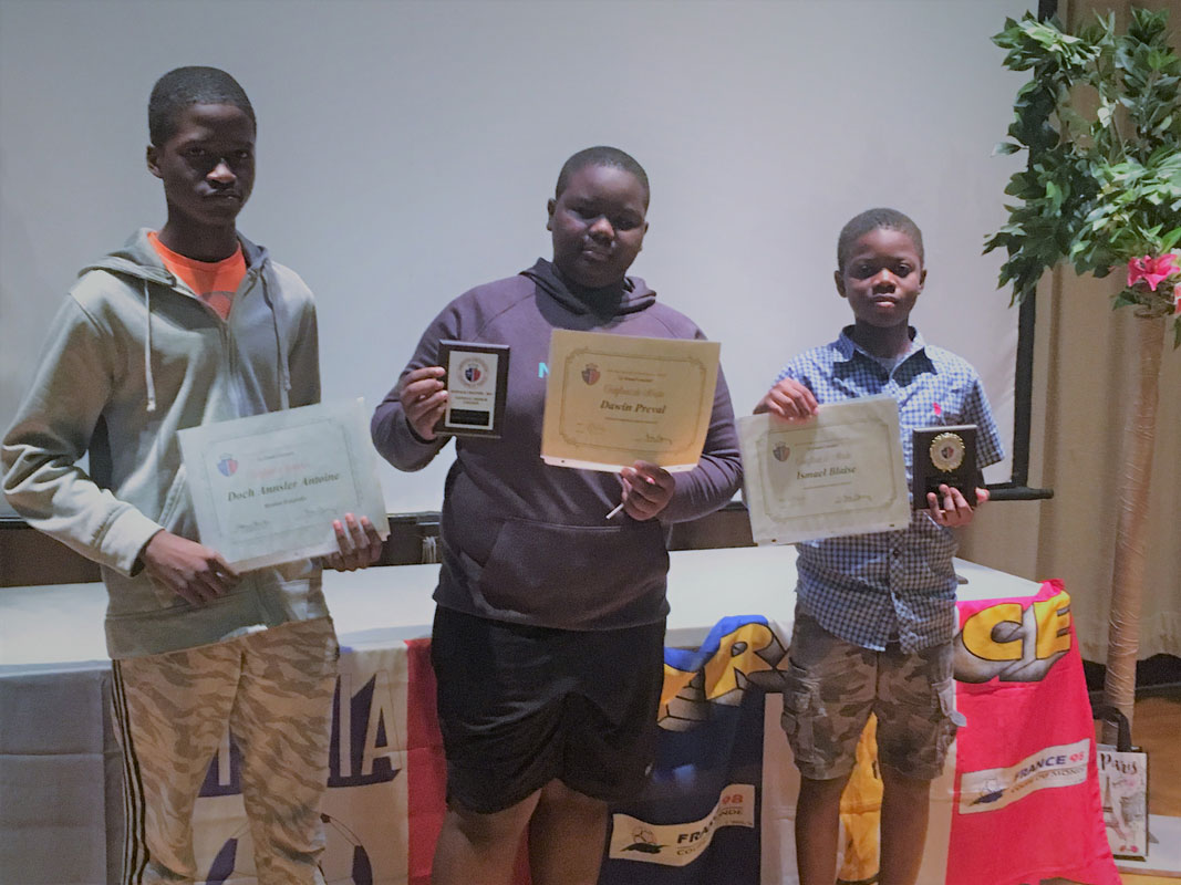 Le Grand Concours award recipients  Doch Annsler Antoine, Darwin Préval and Ismael Blaise.