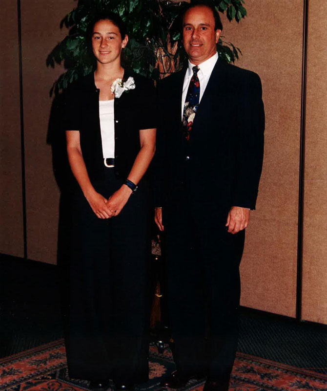 Steven Tribus with Huntington's 1997 valedictorian, Susan Fiore.