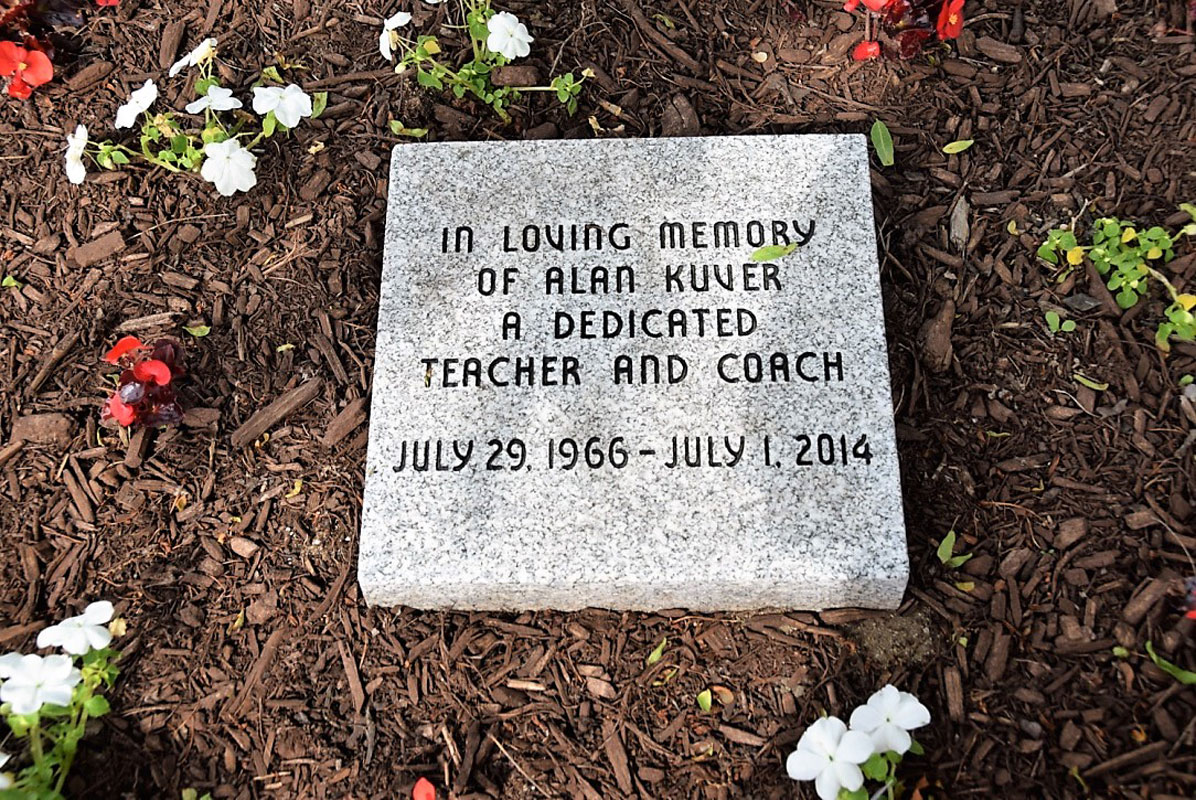 The Alan Kuver Memorial outside of Huntington High School 