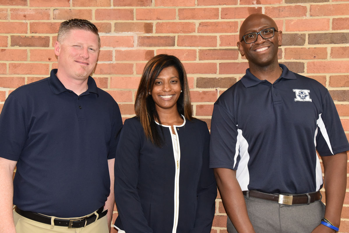 Huntington High School's administrative team consists of Principal Brenden Cusack and Assistant Principals Dr. Lisette Lors and Gamal Smith.