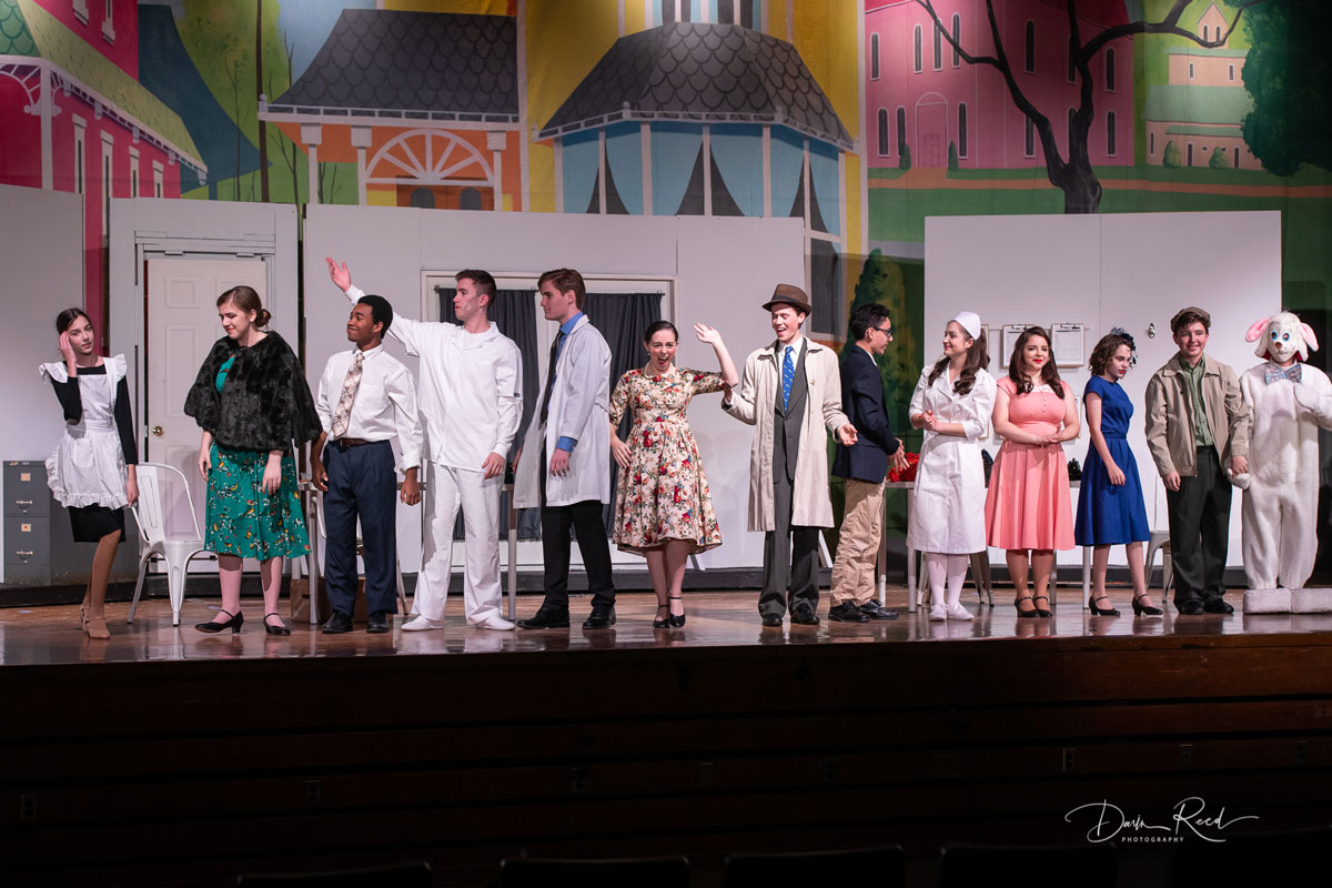 The Huntington drama club deserved all the applause it received following three performances of Harvey. (Darin Reed photo.)
