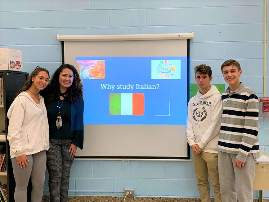 Italian Honor Society members pitched the language to STEM sixth graders