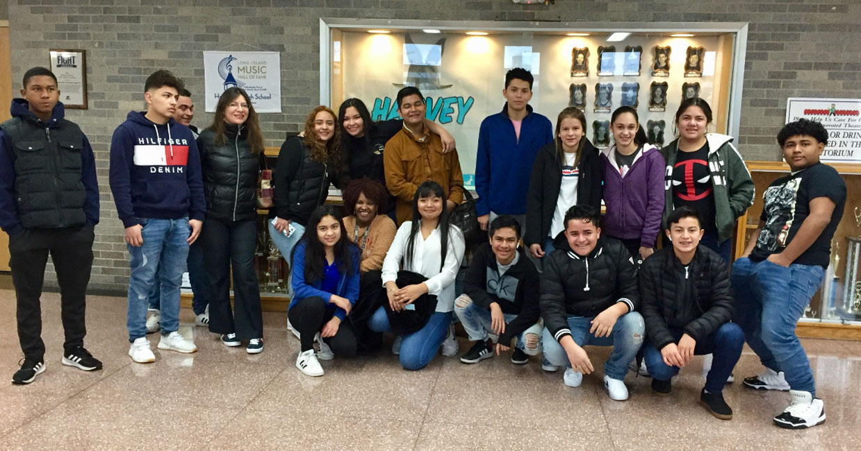 Huntington Home Language Arts III students are ready to depart the high school for Manhattan.