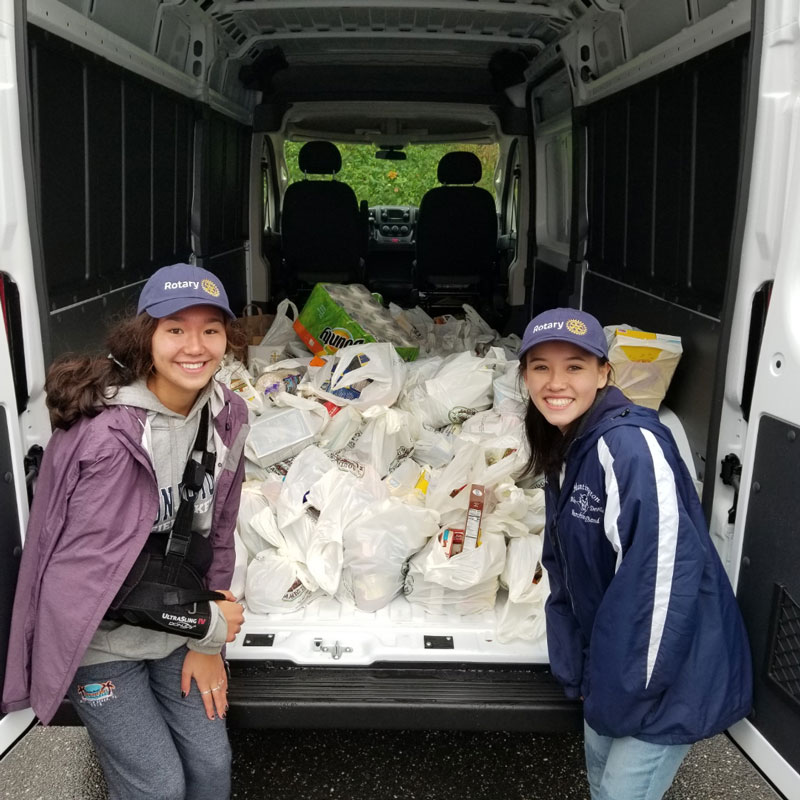 Huntington seniors Anna Wickey and Jennifer Low co-chaired the food drive project.