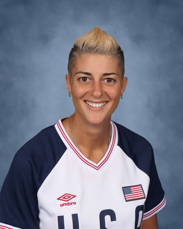 Huntington JV girls' soccer coach Maria Canino.