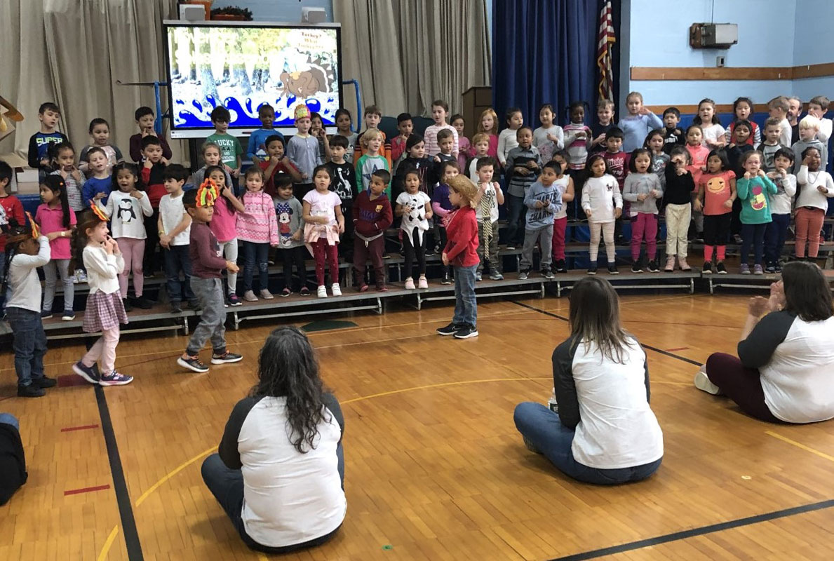 Southdown kindergarteners performed during the Splash Award assembly.