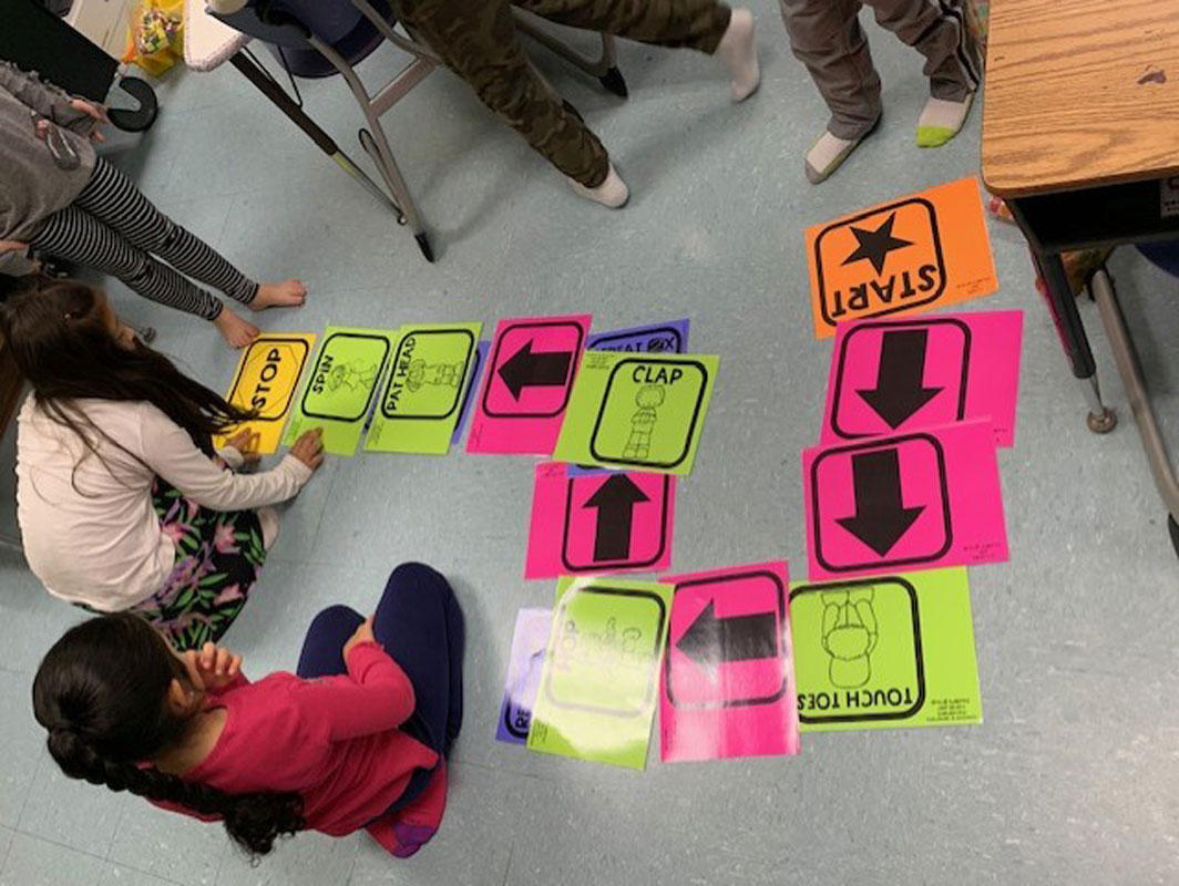 Hopscotch coding was popular at Washington School during Computer Science Week 