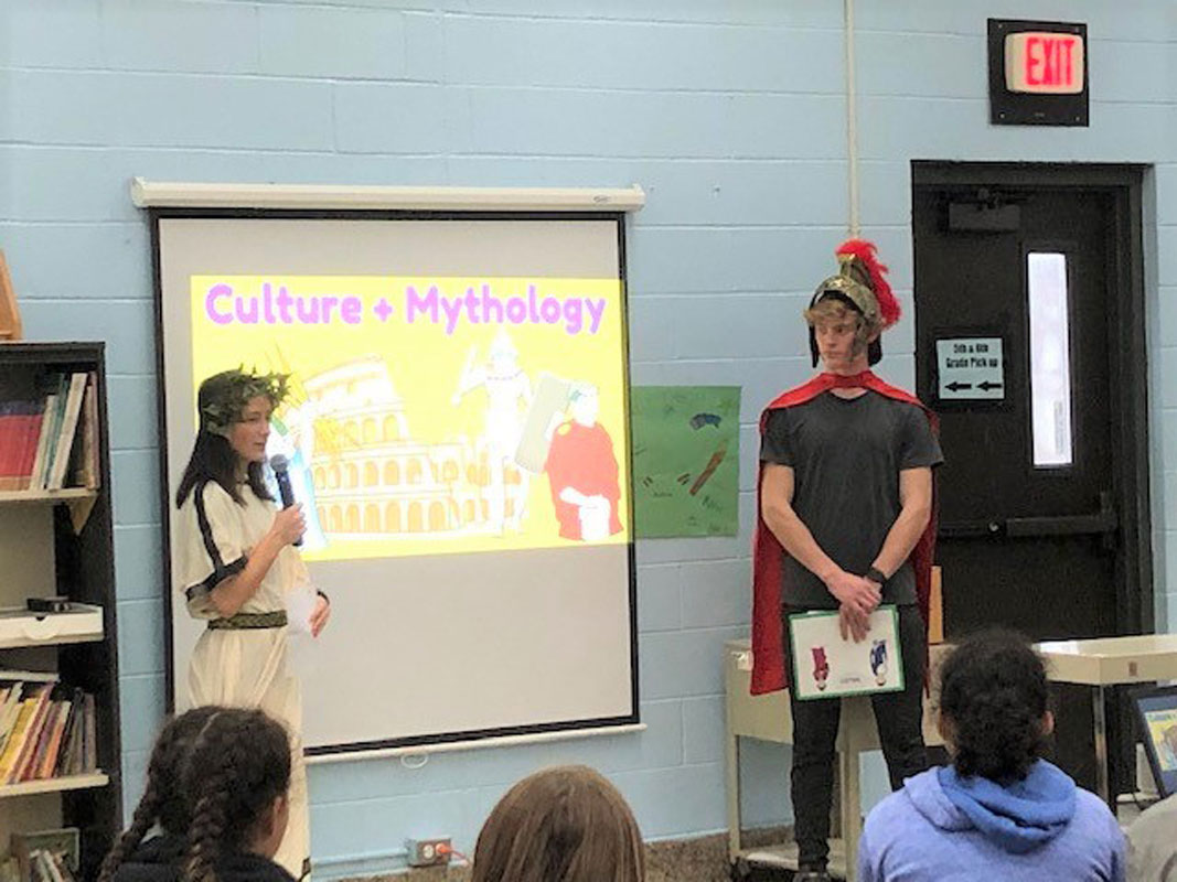 Latin Honor Society members shared their thoughts with the STEM sixth graders.  