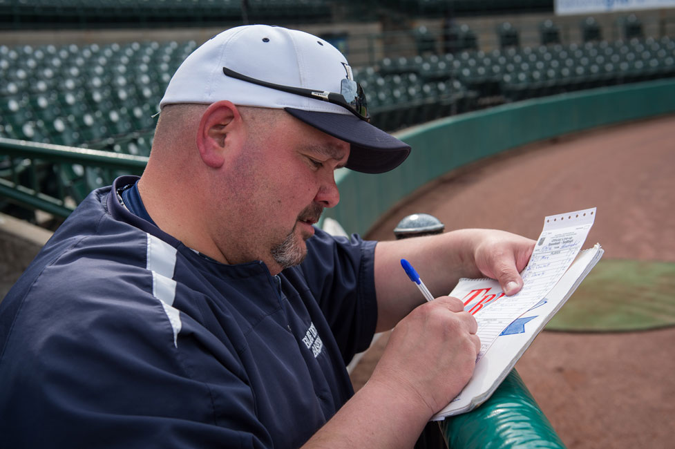 Huntington High School varsity baseball head coach Billy Harris. (Darin Reed photo.)