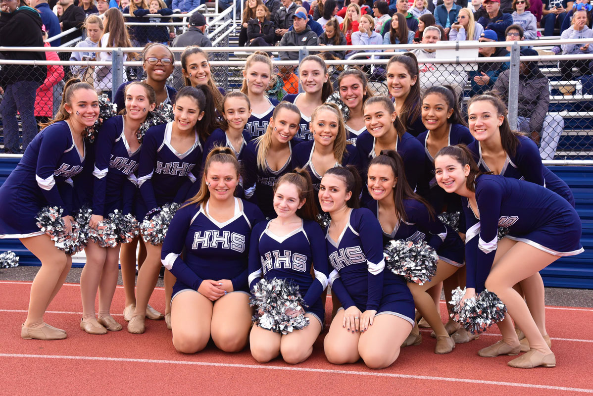 The Huntington Highsteppers performed at halftime of the football game.
