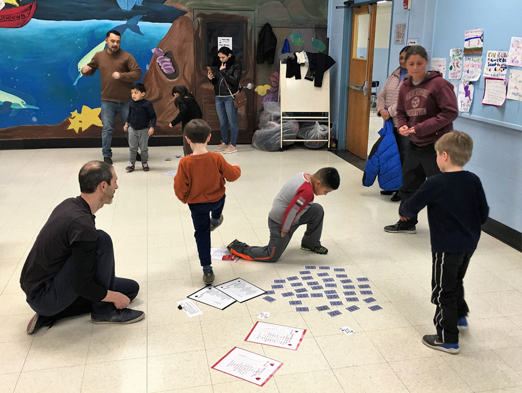 Students enjoyed an exercise activity that utilized playing cards.
