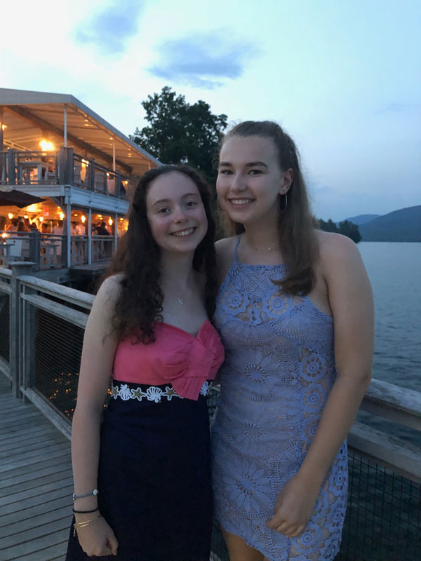 Maggie Lalor (left) with close friend and classmate Maddie Reed at Bolton Landing, NY.
