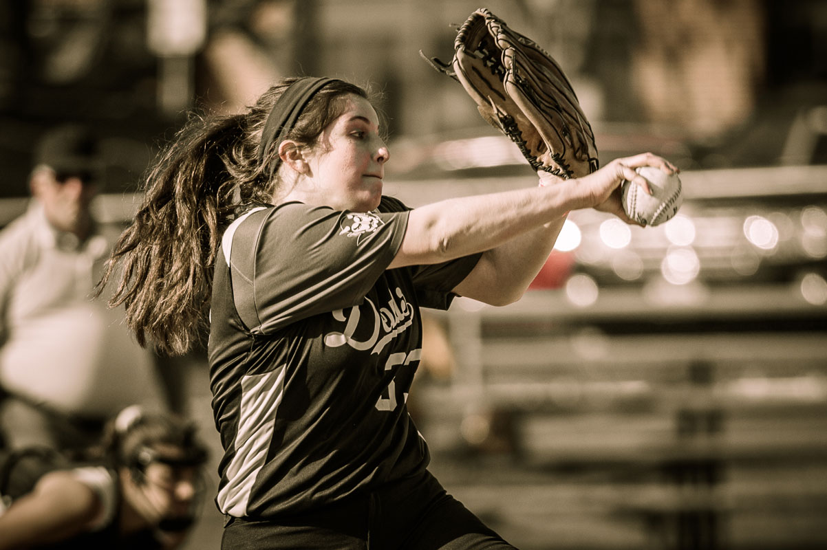 Huntington pitcher Maya DelGiudice tossed a no-hitter last spring. (Darin Reed photo