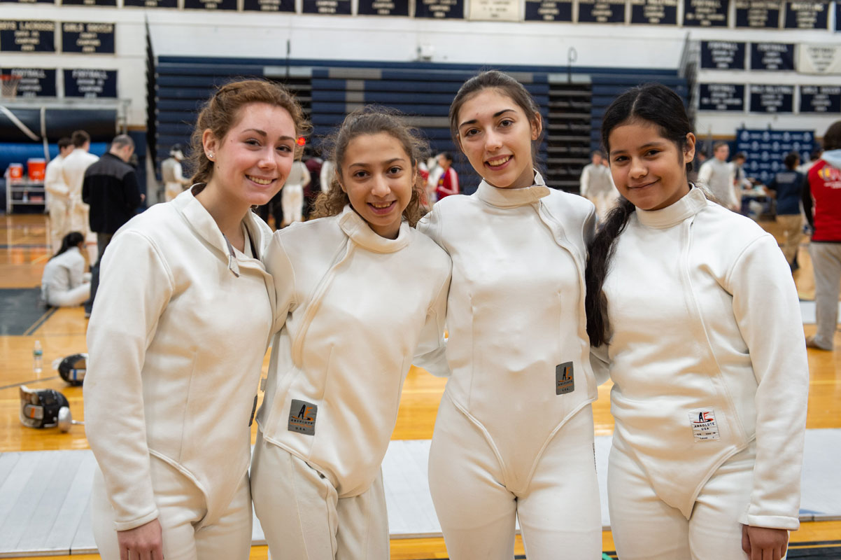 The Huntington girls' fencing team was comprised of enthusiastic athletes. (Darin Reed photo.)