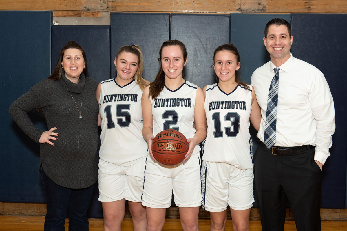 H-ton girls' basketball coaches Marissa Bergmann and Mike Kaplan with Christie Baade, Paige Lennon and Alyssa Sorensen. (Darin Reed photo.)