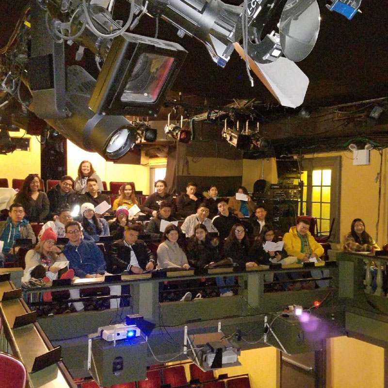 The Huntington students inside the Manhattan theater.