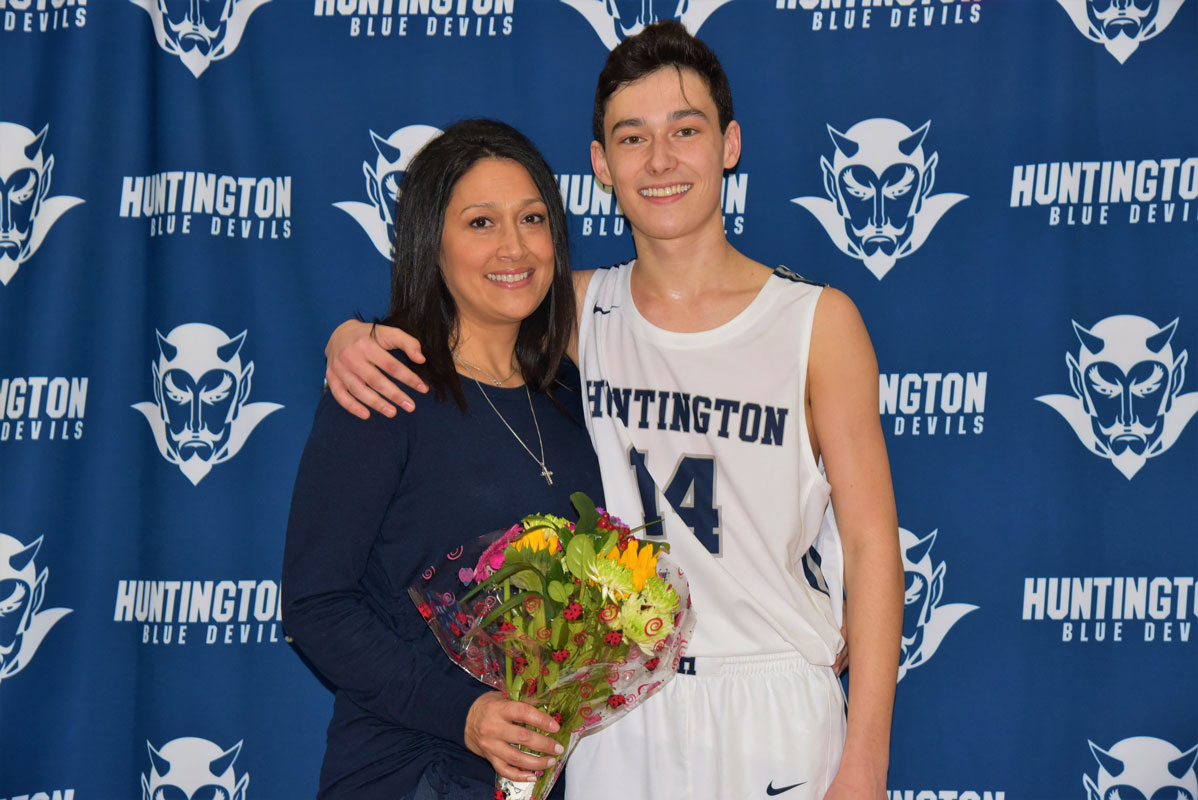 Senior Jake Costabile with his mom, Lisa at Senior Day