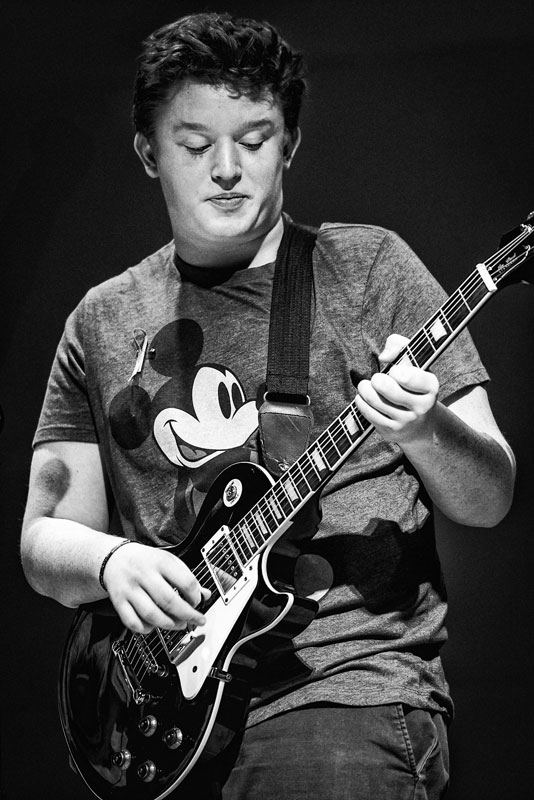 Teddy Holly on the Huntington High School stage at last year's K-Factor. (Darin Reed photo.)