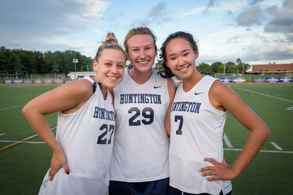 Megan Byrnes, Holly Wright and Anna Wickey will all be returning next fall for the Huntington field hockey team. (Darin Reed photo.)