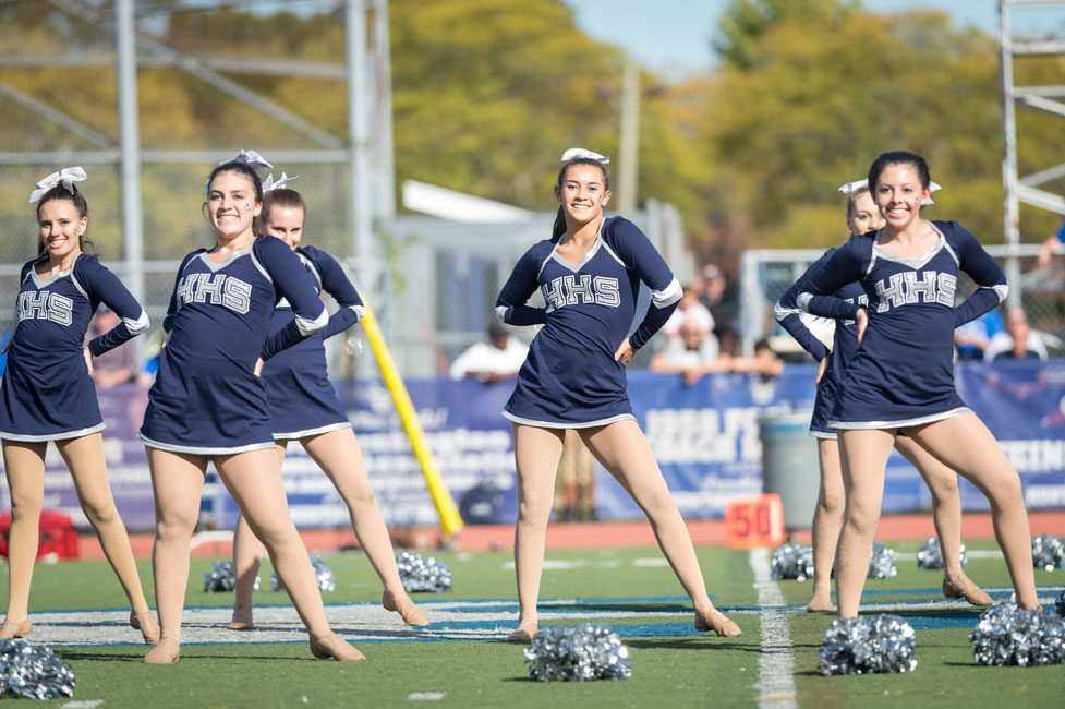 Bella Thompson (center) dances with the Huntington Highsteppers. (Darin Reed photo.)