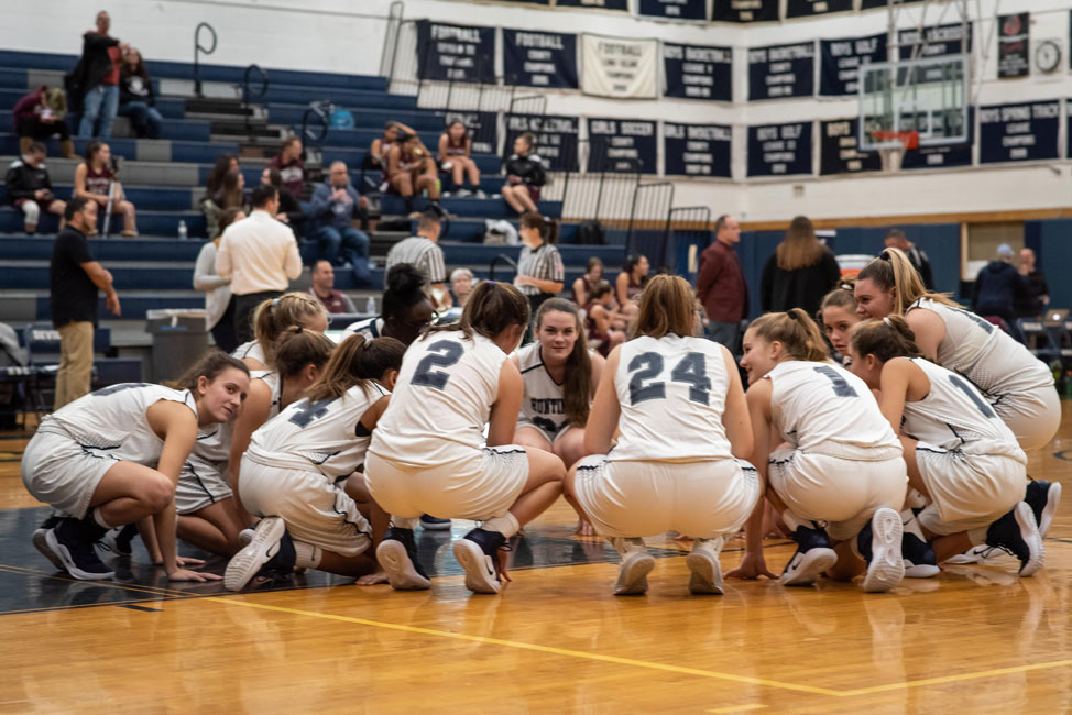 The Huntington girls' basketball team won its third straight game at Bellport. (Darin Reed photo.)