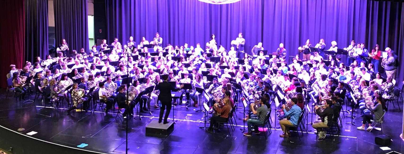 SCMEA's Day of Horn massed horn ensemble set a new world record with about 180 horns.