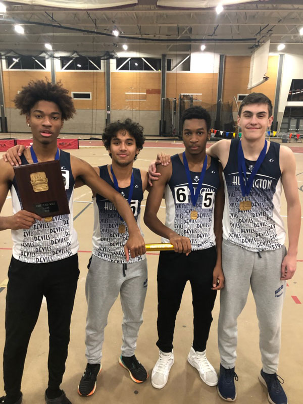 Huntington 4x400m relay champions Johnathan Smith, Isaiah James, Anthony Joseph and CJ Kiviat.